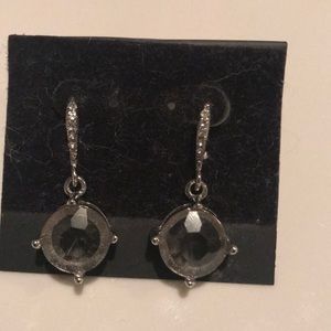 Genuine sterling silver wire earrings w/ stone
